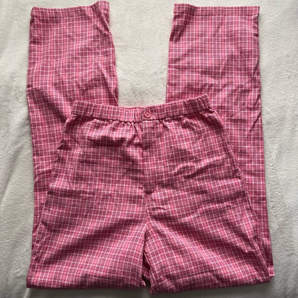 Brandy Melville pink plaid pants